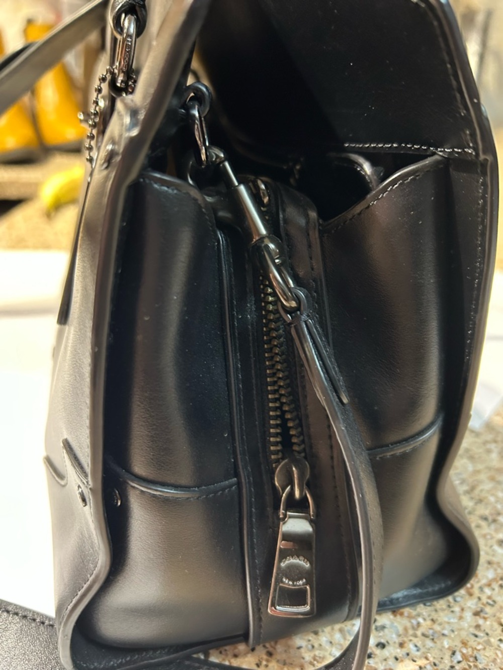 Coach Black Leather Coach Mercer 30 satchel with crossbody strap. - Picture 6 of 8